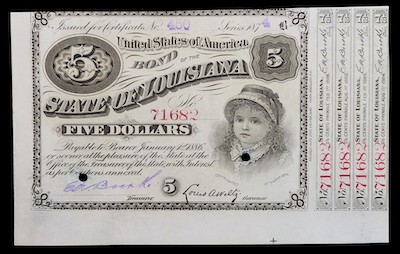 Baby bond from louisiana 1874