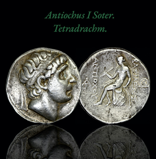 Antiochus the first soter silver coin