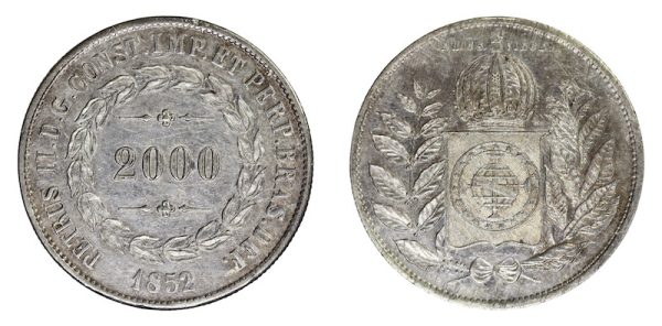 King Pedro the second silver 2000 reis 1852 brazil