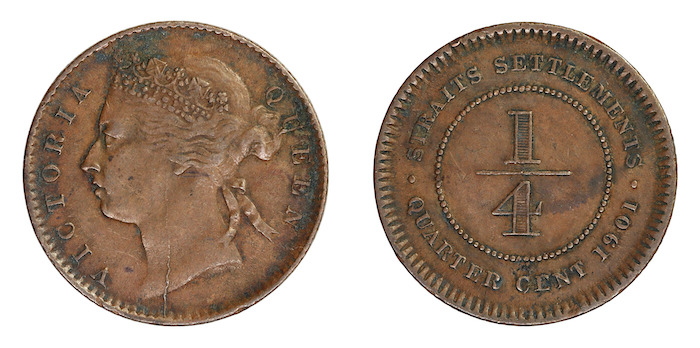 Straits settlements quarter cent 1901