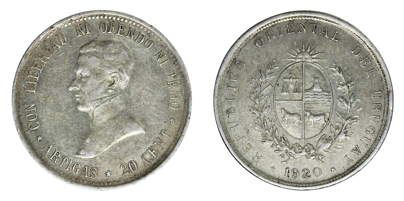 Uruguay 20 centesimos 1920