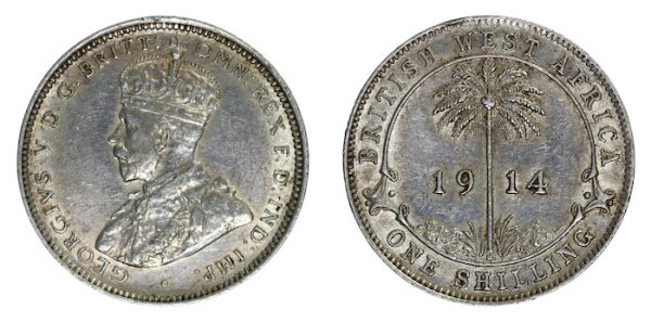 British west africa silver shilling 1918