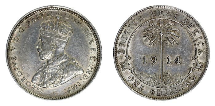 British west africa silver shilling 1918