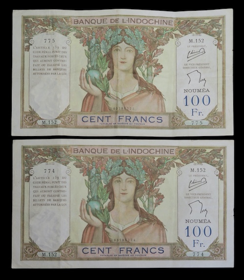 New caledonia 100 francs 1957
