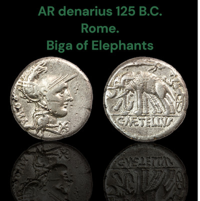 Roman chariot of elephants coin