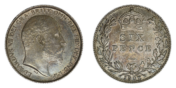 Edward the seventh sixpence 1902