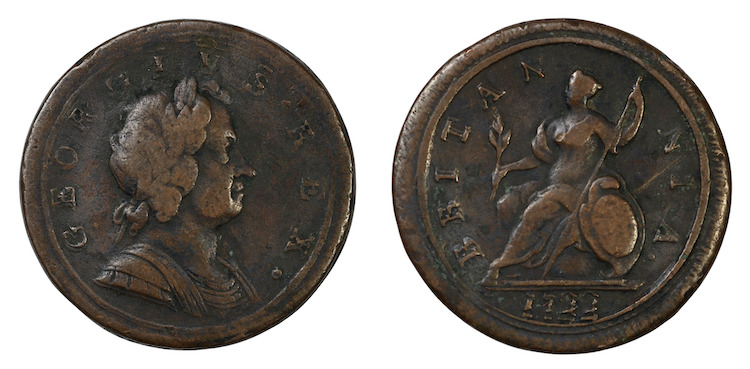 British 1722 halfpenny
