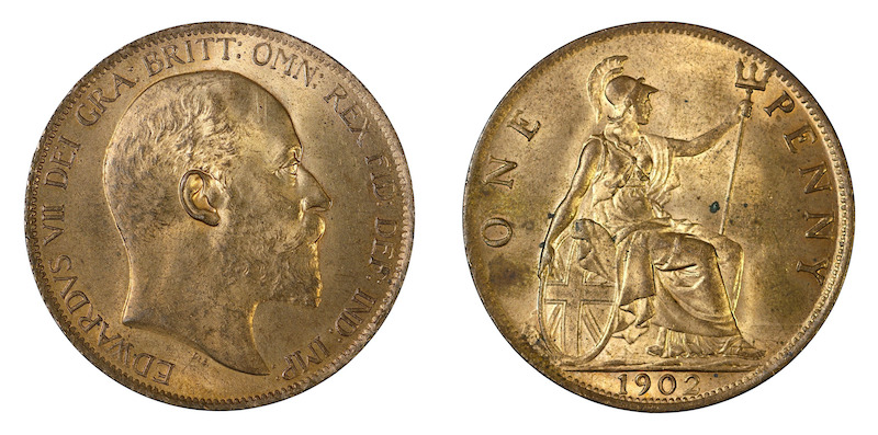 Quality british penny 1902 low tide