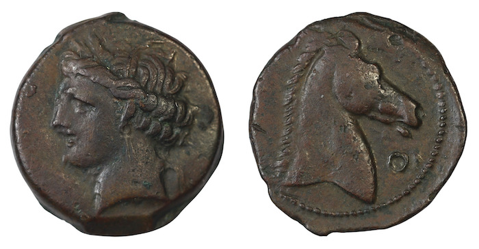 The carthaginians ae coin 300 to 264 bc sardinia mint