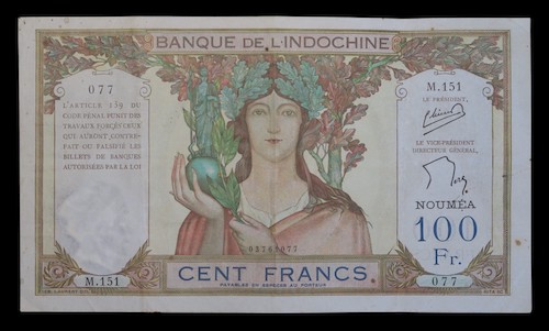 New caledonia one hundred francs