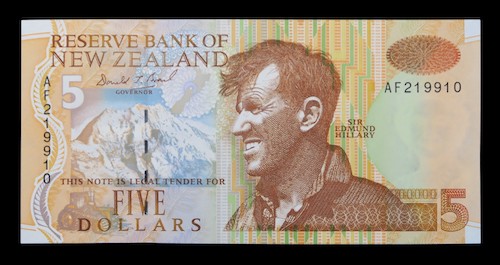 New zealand five dollar note 1992