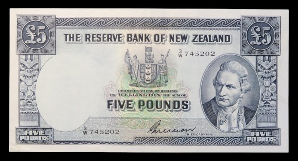 New zealand five pounds 1955 to 1956