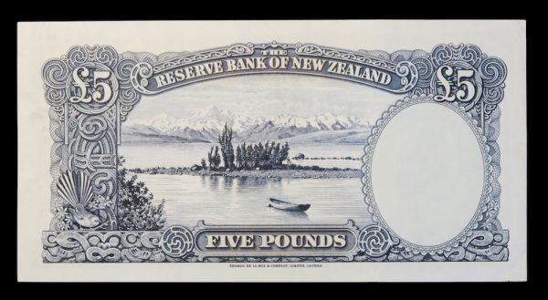 New zealand old five pound note 1955