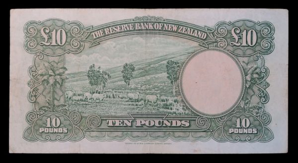 New zealand ten pounds 1955 last prefix 4 f