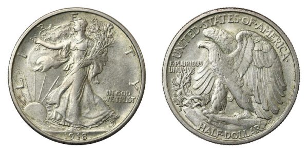 Walking liberty half dollar 1918s