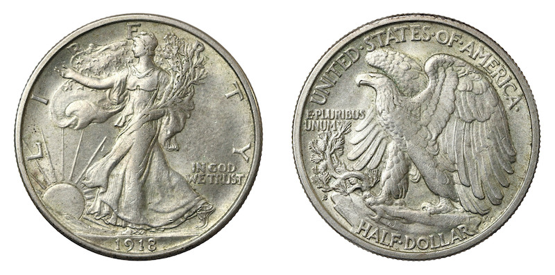 Walking liberty half dollar 1918s