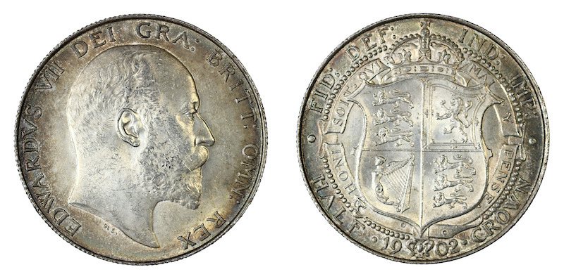Quality british coins edward halfcrown 1902