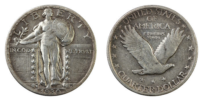 American silver quarter 1930s