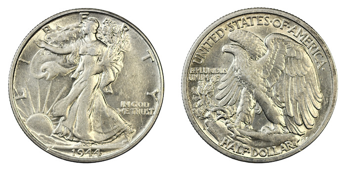 Liberty walking half dollar 1944s