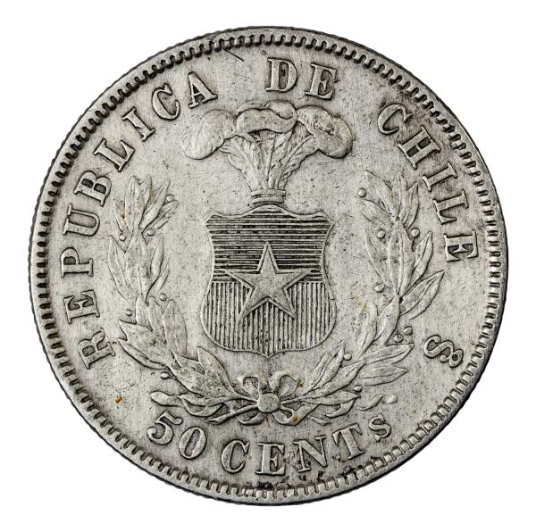 Republica de chile 50 cents 1868