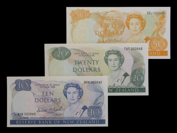 1989 nz banknote set same numbered