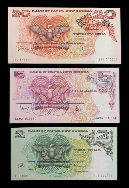 Banknotes from the bank of papua new guniea