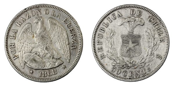 Chile 50 centavos 1868