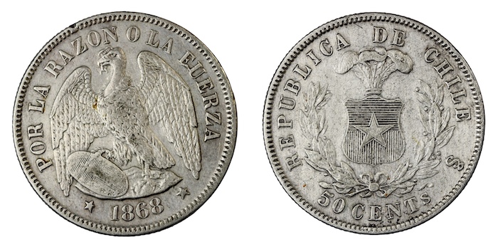 Chile 50 centavos 1868