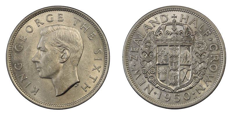 New zealand 1950 Halfcrown