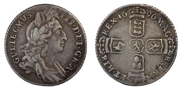 British milled sixpences from the reign of king william third