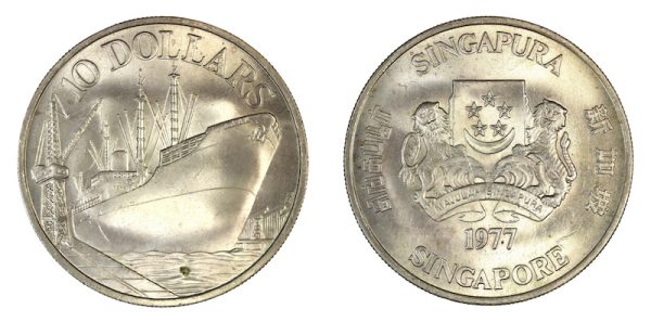 Singapore ten dollars 1977