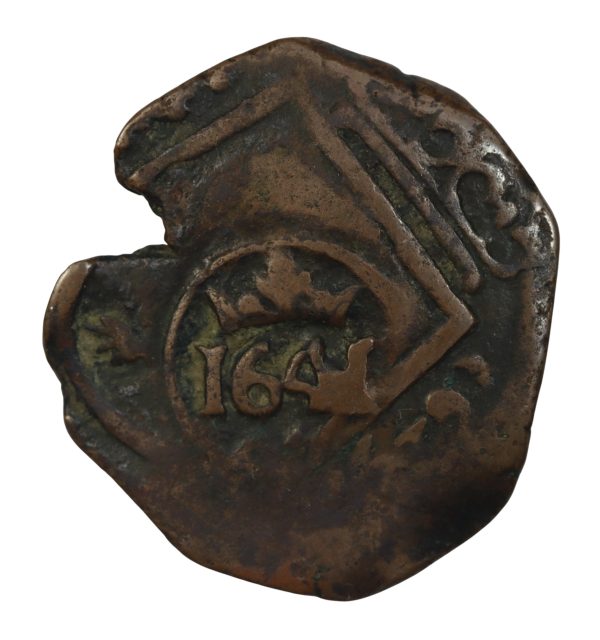 Spain 8 maravedis 1641 countermarked copper coin