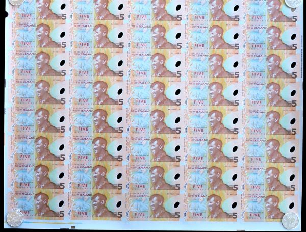New zealand alan bollars 40 note sheet