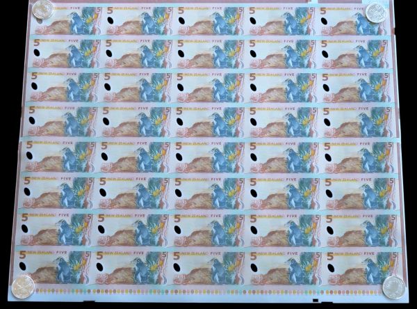 Alan bollard uncut 40 five dollar sheet