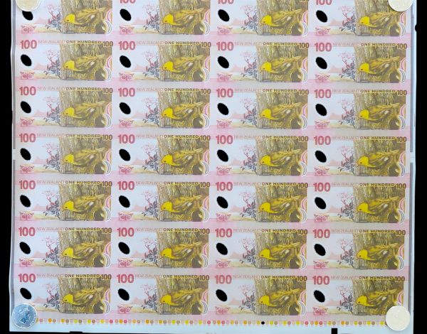 New zealand one hundred dollars uncut sheet