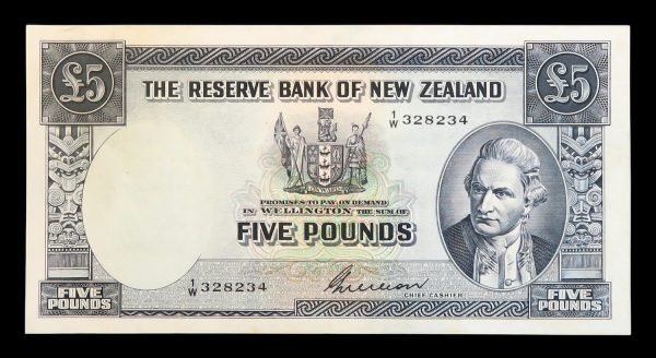 New zealand five pounds 1955 to 1956