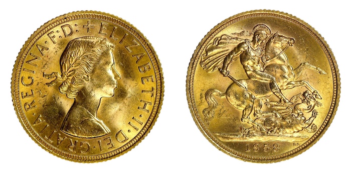 Elizabeth second first bust sovereign