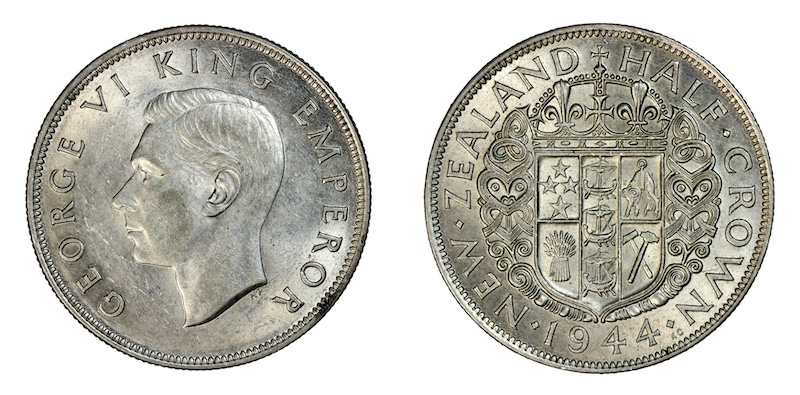 New zealand 1944 halfcrown ef grade