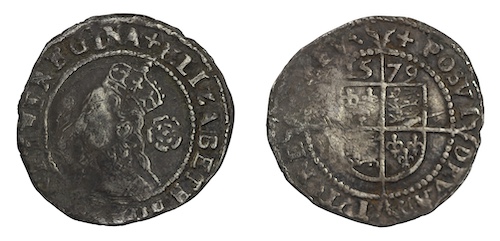 English hammered silver threepence 1579