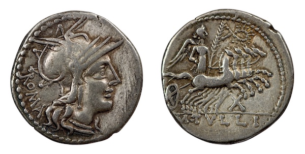 Roman coins republic period rome city denarius 120 bc