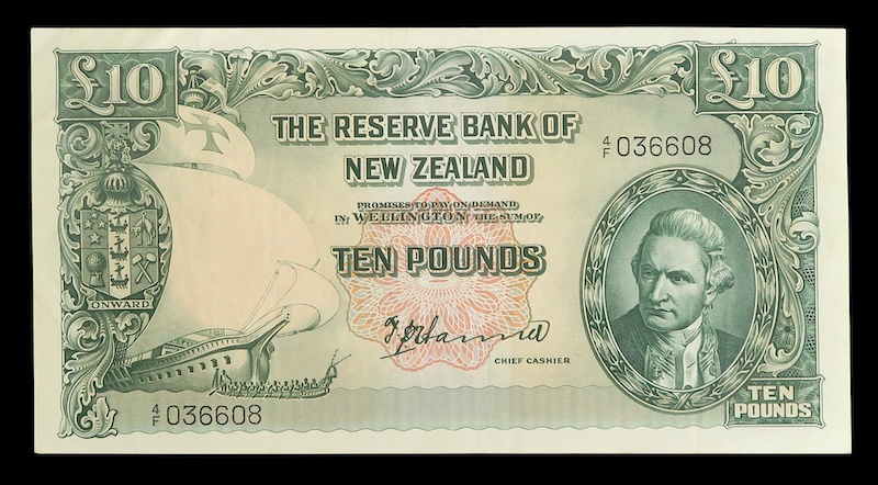 Rare last prefix new zealand ten dollar note 4 f