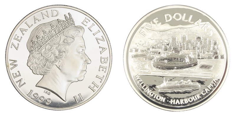 Wellington harbour city silver coin 1999
