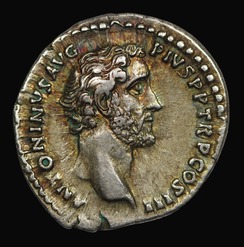 Antoninus pius strong portrait silver denarius rome