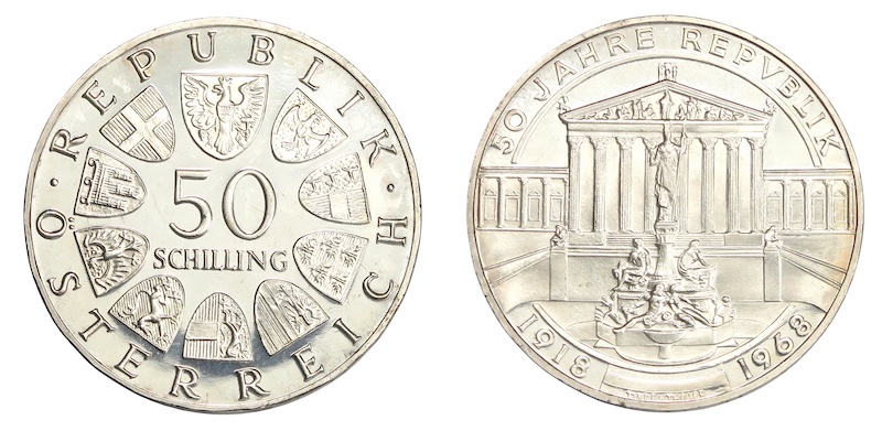 Austria 50 schillings 1968