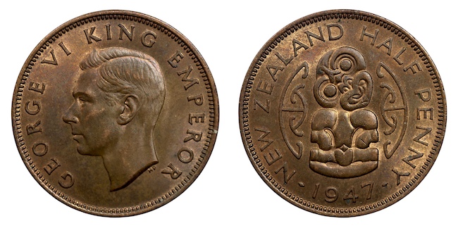 New zealand halfpenny 1947