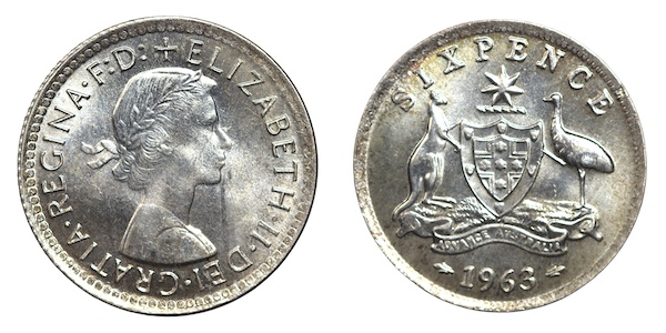 Australian sixpence 1963