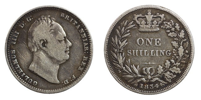 William fourth 1834 shilling
