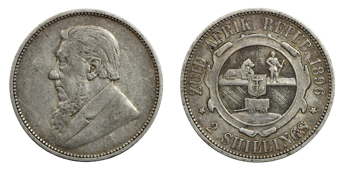 South africa two shillings 1896