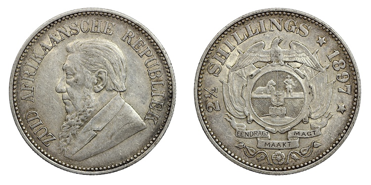 South africa 2 and a half shillings 1897