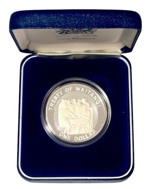 Treaty of waitangi silver dollar 1990